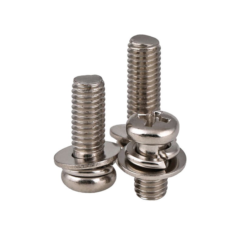 OEM Factory Customised Flat cushion spring cushion round Pan Head Three Combination Screws