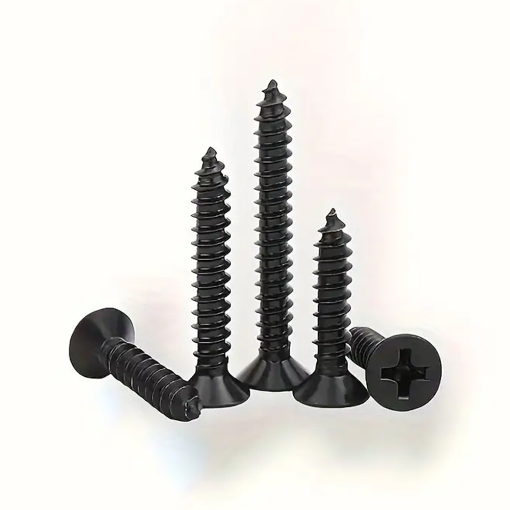 Black Metal Steel 4.8 8.8 10.9 12.9 Self Tapping Nails Phillips Cross Recess Flat Countersunk Head Wood Self Tapping Screws