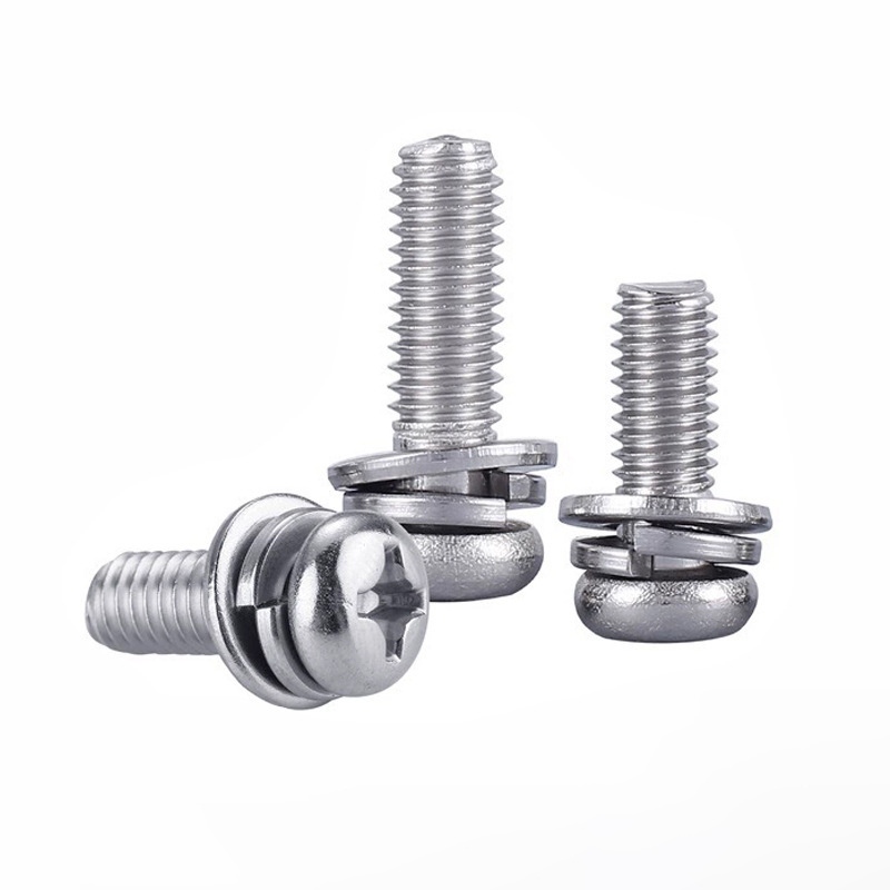 OEM Factory Customised Flat cushion spring cushion round Pan Head Three Combination Screws