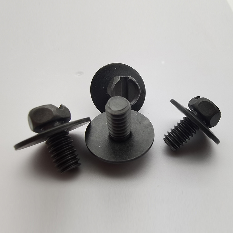 Bolts Manufacturer Blackened black oxide M2M3M4M5M6 Large gasket and slotted in one line Hex Head bolts Combination Screws