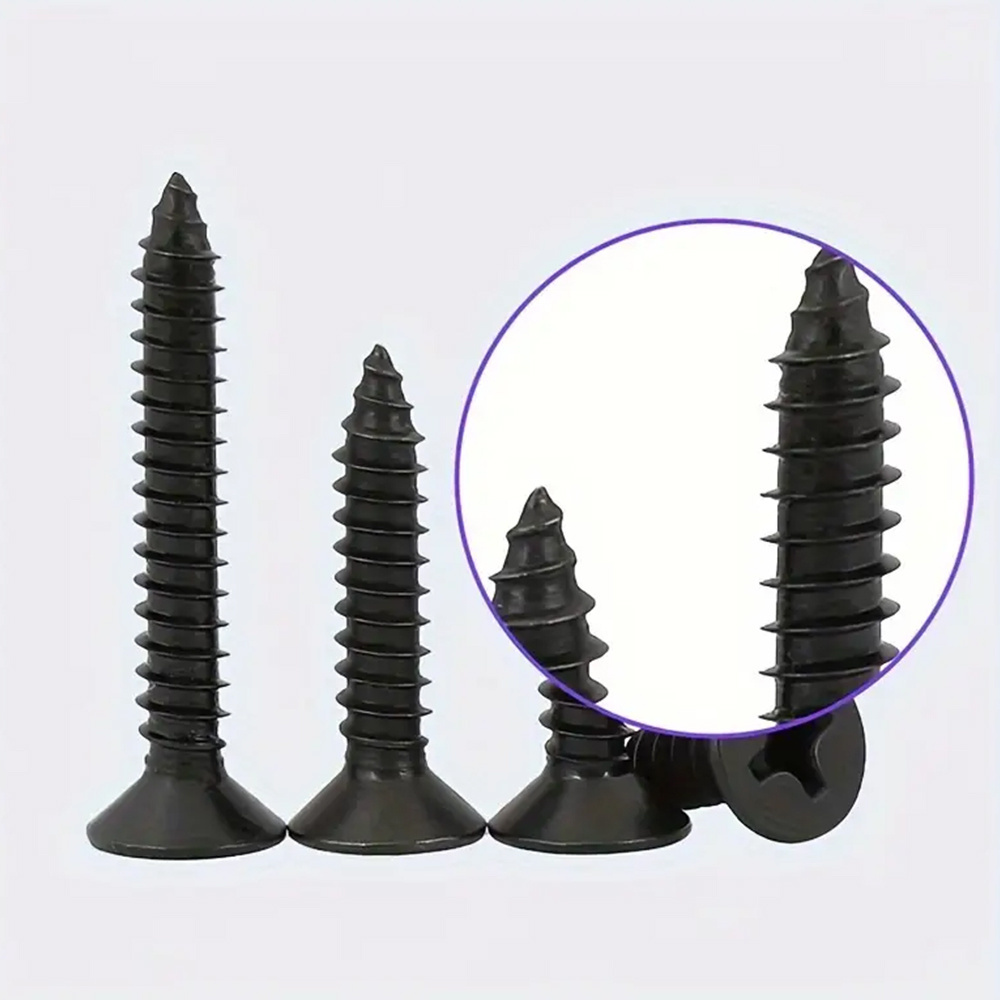 Black Metal Steel 4.8 8.8 10.9 12.9 Self Tapping Nails Phillips Cross Recess Flat Countersunk Head Wood Self Tapping Screws