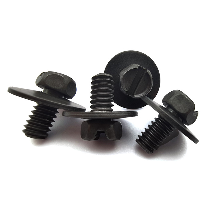 Bolts Manufacturer Blackened black oxide M2M3M4M5M6 Large gasket and slotted in one line Hex Head bolts Combination Screws