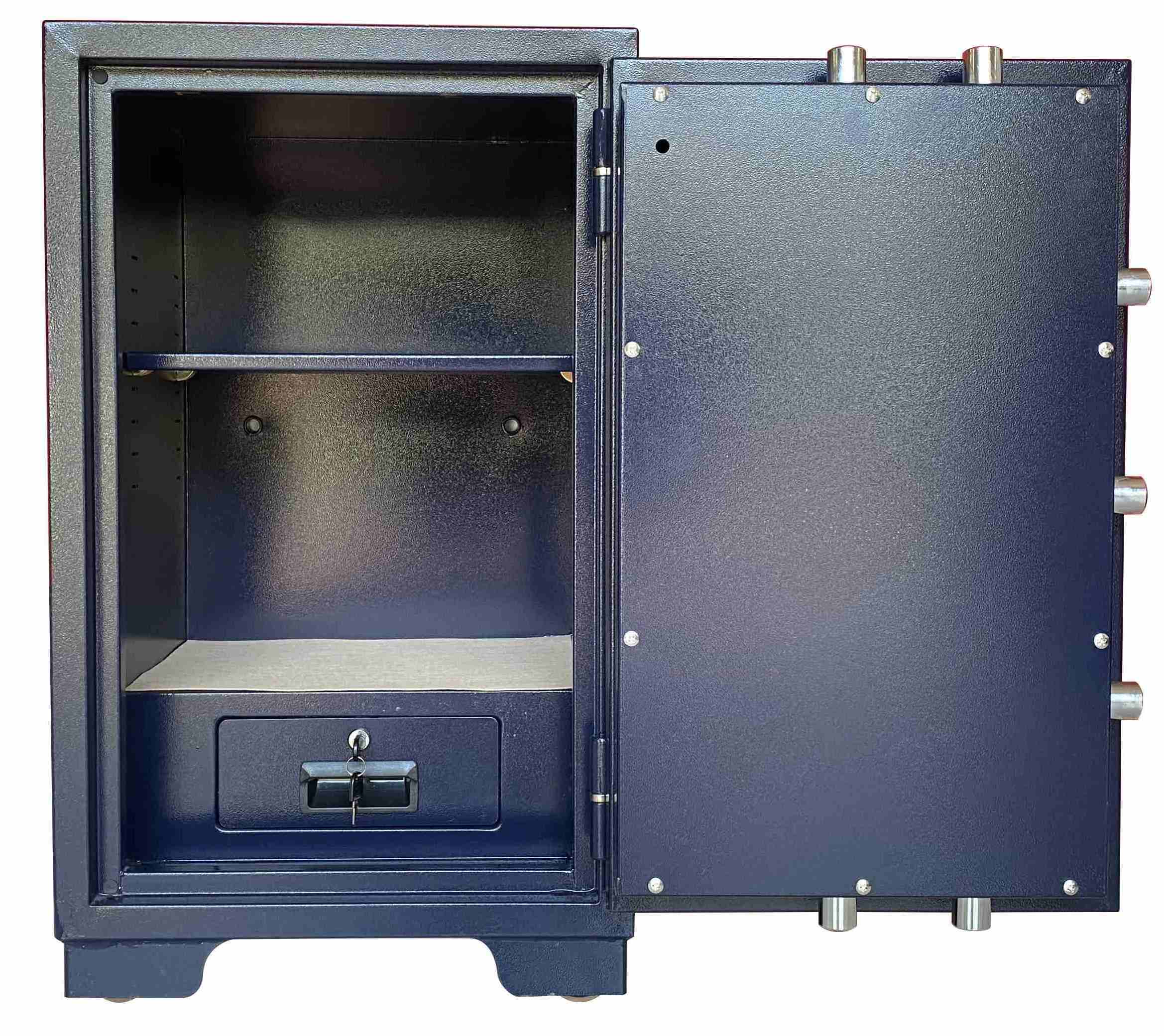 Large heavy home bank office use double keys lock system stainless panel one hour fire resistant secure safe box