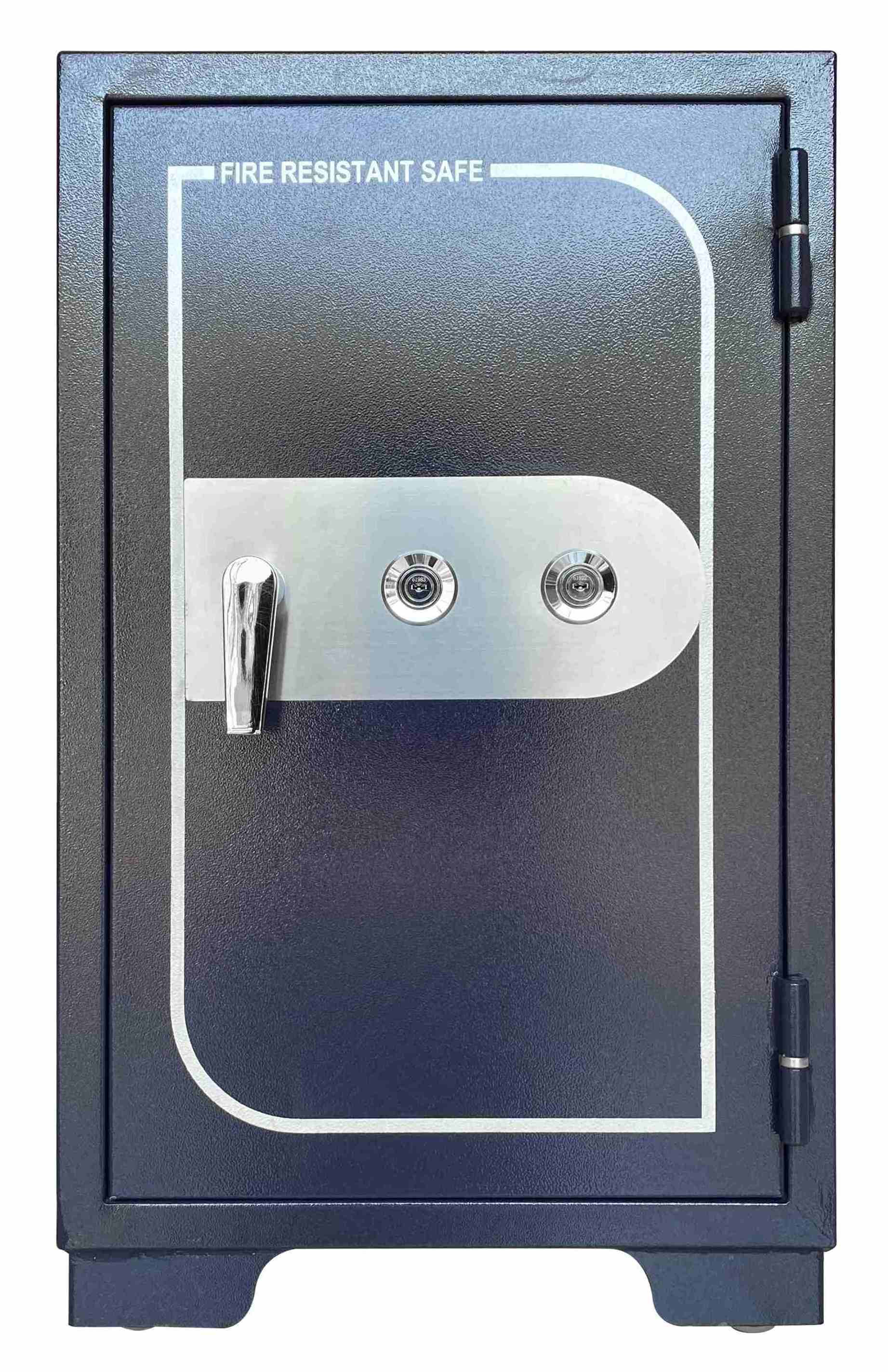 Large heavy home bank office use double keys lock system stainless panel one hour fire resistant secure safe box