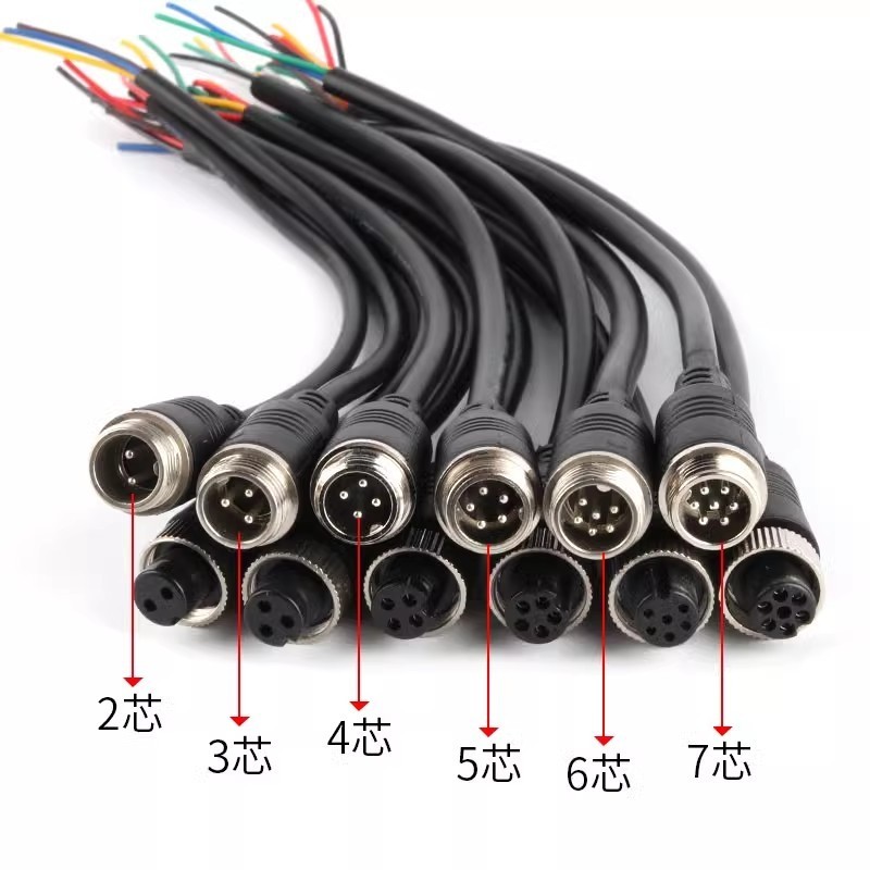 1Pcs M12 2 3 4 5 6 7 8 9Pin Aviation Signal Cable Male  Female Plug GX12 for Car Camera DVR Video Camera CCTV Monitor Subwoofer