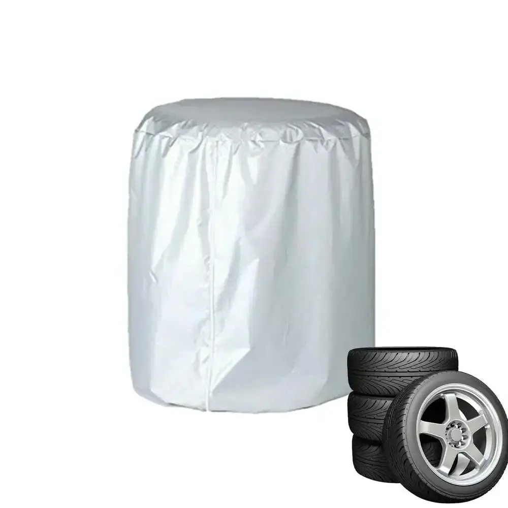 Tire Covers For Storage Waterproof 420D Silver-Coated Oxford Tire Covers For Cars Weatherproof Universal Wheel Protectors