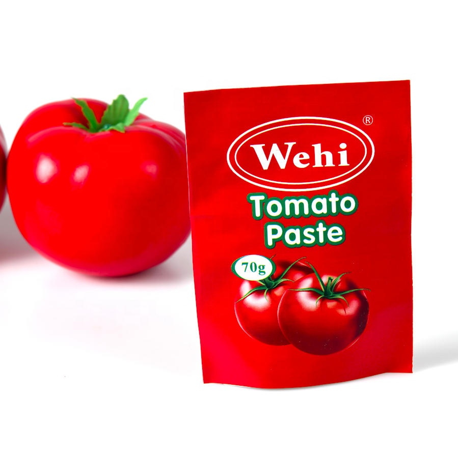 Halal Certified Sachet Packaging 70gx50 Bag Packaging Organic Tomato Paste