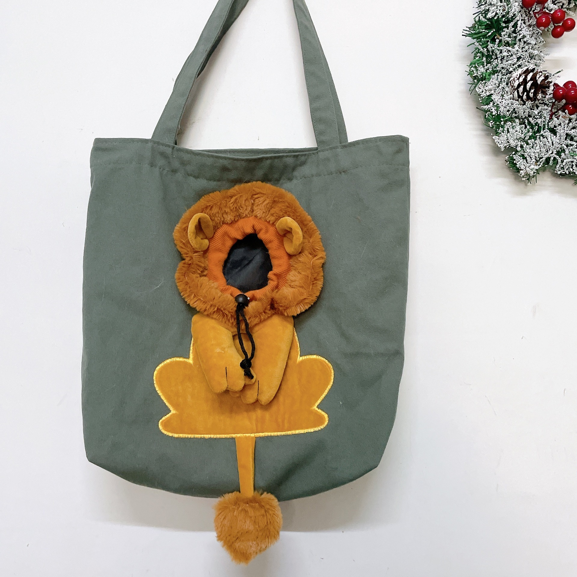 Wholesale Customized Pet Going Out Bag Can Outcrop Small Lion Cat Small Dog One Shoulder Tote Pet Canvas Bag