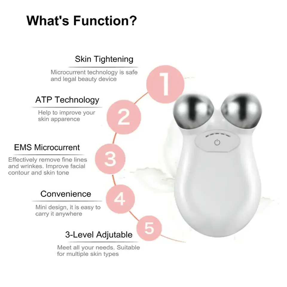 2023 Hot Selling V Shape Tightenttrinity Face Roller Massage Machine Ems Microcurrent Mini Lifting Electric Facial Massager