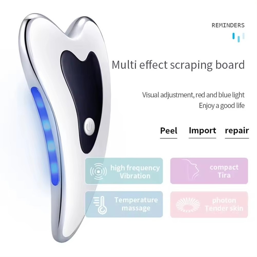 2024 Face Lifting Heated Vibration Electric Gua Sha Scraping Board Facial Massager Gua Sha Facial Tools