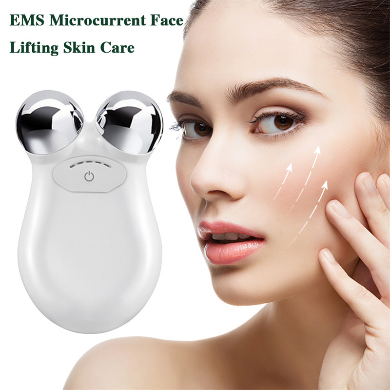 2023 Hot Selling V Shape Tightenttrinity Face Roller Massage Machine Ems Microcurrent Mini Lifting Electric Facial Massager