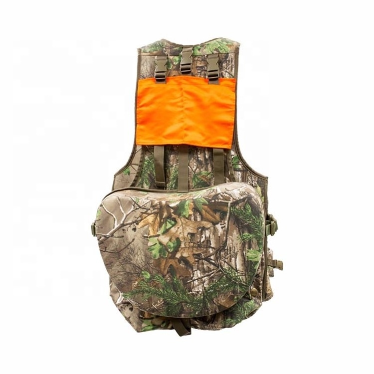 Breathable Camouflage Turkey Vest For Hunting With Seat Cushion Orange Safety