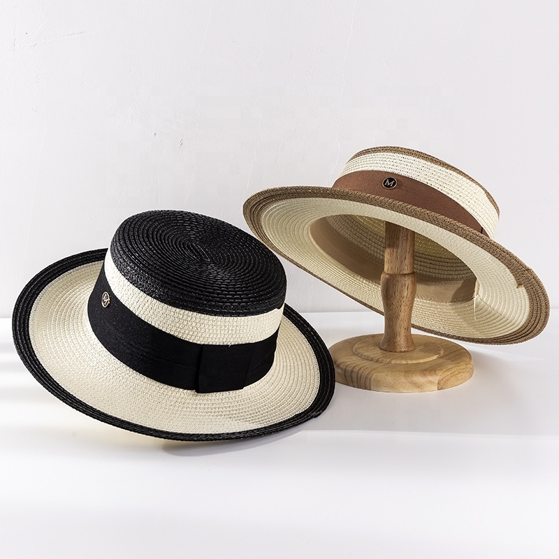 Britain Style Sunshade Men Straw Fedora Hat New design wholesale cheap summer beach flat straw hat