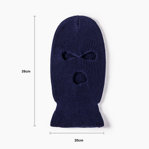 Balaclava Winter 3-Hole Knitted Full Face Cover Elastic Wholesale Custom 3 Hole Ski Mask