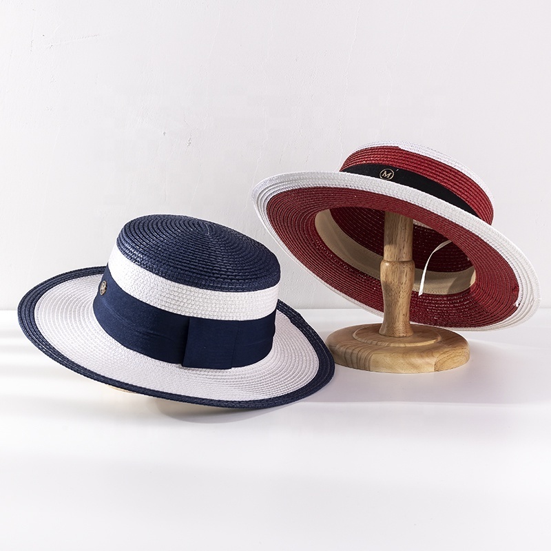 Britain Style Sunshade Men Straw Fedora Hat New design wholesale cheap summer beach flat straw hat