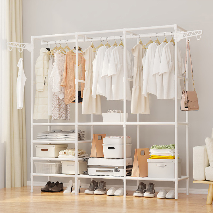 Portable Closet Freestanding Closet Storage Organizer Drying Rack Clothes Rack With Shelves Hanging Rods