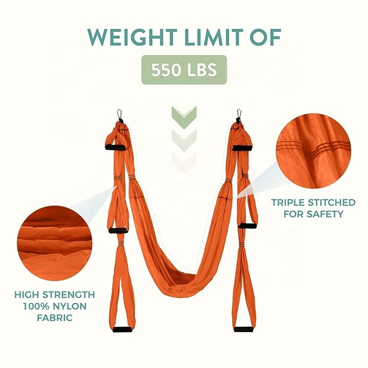 Wellshow Sport Aerial Yoga Flying Yoga Swing Set Yoga Hammock Sling Inversion Tool Aerial Pilates Silk for Gym Home Fitness