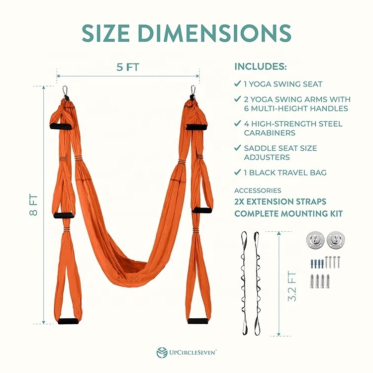 Wellshow Sport Aerial Yoga Flying Yoga Swing Set Yoga Hammock Sling Inversion Tool Aerial Pilates Silk for Gym Home Fitness