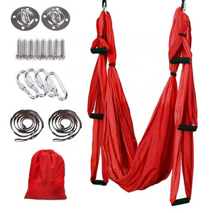 Wellshow Sport Aerial Yoga Flying Yoga Swing Set Yoga Hammock Sling Inversion Tool Aerial Pilates Silk for Gym Home Fitness