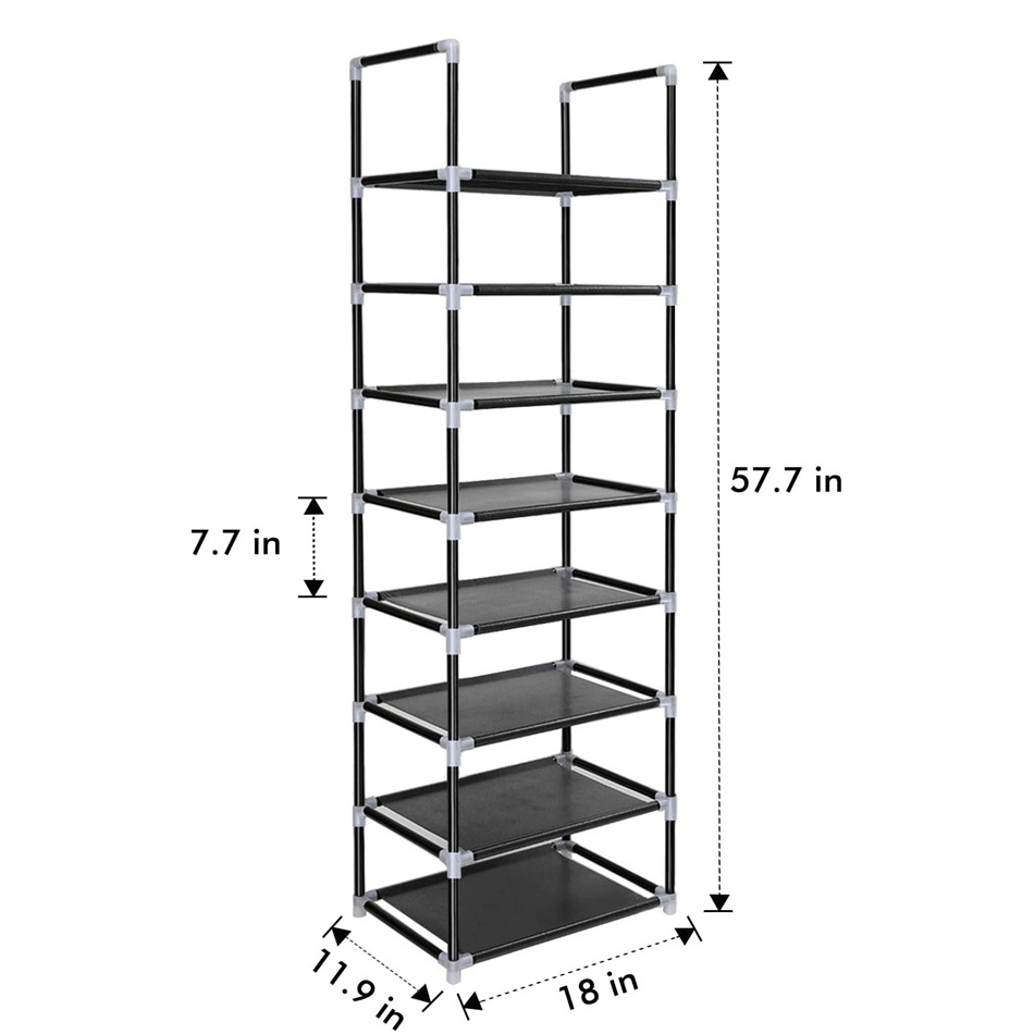 Wellshow Shoe Rack Organizer Narrow Storage Durable 16-20 Pairs Slim shoe rack Metal Tower Cabinet Space Saving Closet shelves