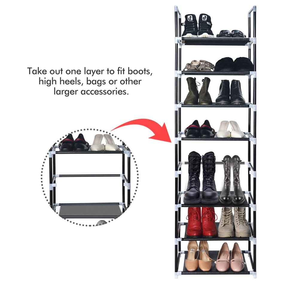 Wellshow Shoe Rack Organizer Narrow Storage Durable 16-20 Pairs Slim shoe rack Metal Tower Cabinet Space Saving Closet shelves