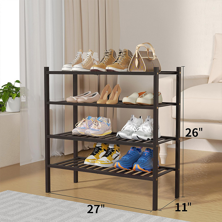 2023 Cabinet Bamboo Shoe Rack Bench Brown 4 Tiers Shelves Display Storage And Organizer For Bedroom  Entryway Hallway