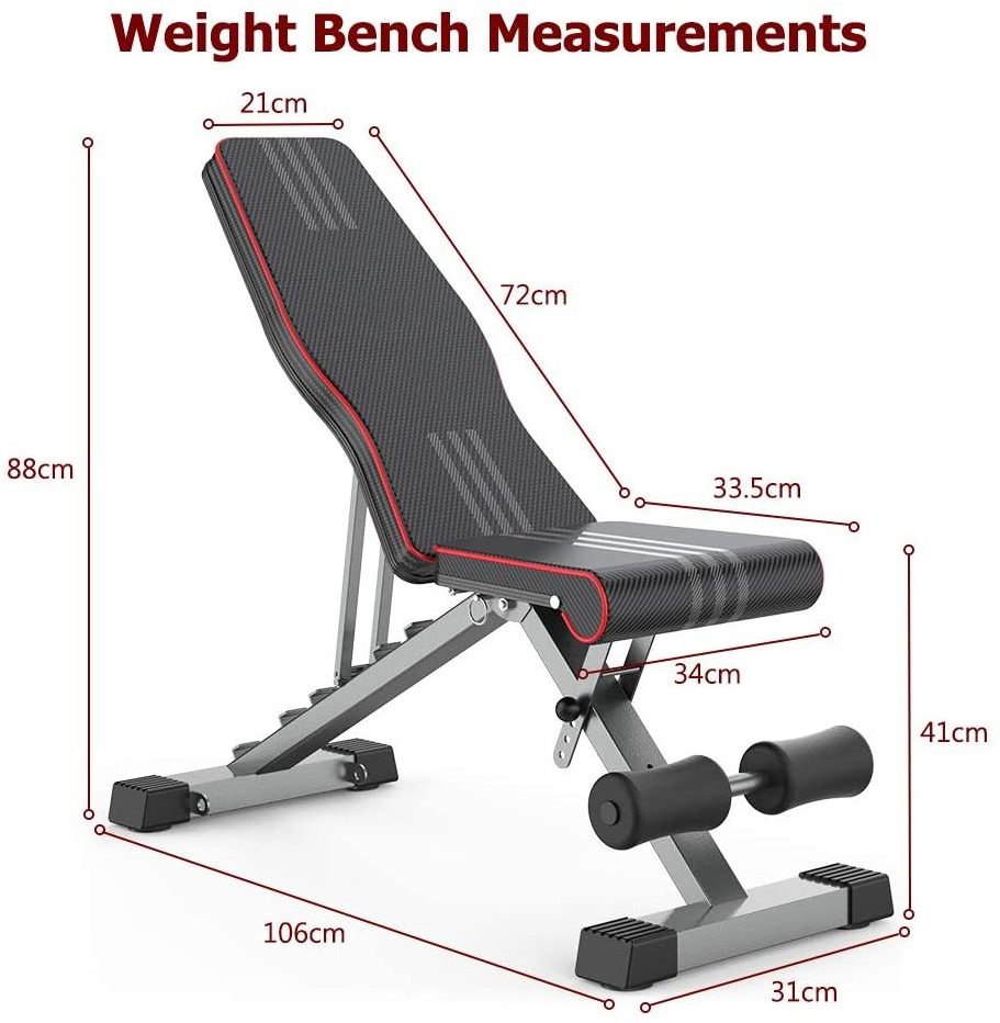 Wellshow Adjustable Weight Bench Foldable Workout Bench with 6 Back Position Gym Bench for Home Use