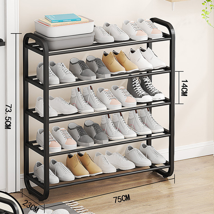 Modern Simple And Light Luxury Household Door Shoe Rack 75cm 5 Tier Bathroom Entrance Multi Layer Simple Iron Metal Slipper Rack