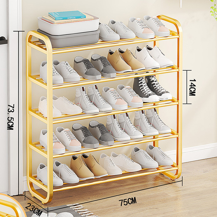 Modern Simple And Light Luxury Household Door Shoe Rack 75cm 5 Tier Bathroom Entrance Multi Layer Simple Iron Metal Slipper Rack