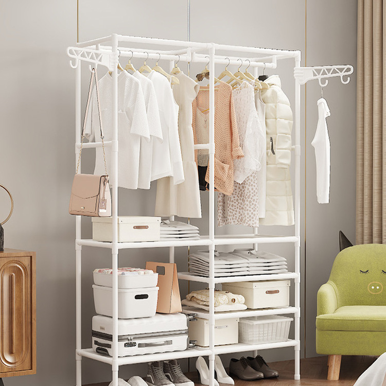 Portable Closet Freestanding Closet Storage Organizer Drying Rack Clothes Rack With Shelves Hanging Rods