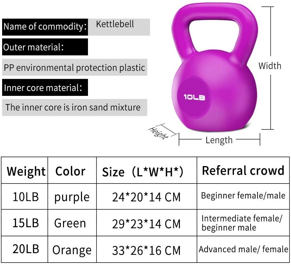 Wellshow Kettlebell Weight Sets 10 lbs 15 lbs 20 lbs Workout Exercise Equipment for Home Gym Cross Training