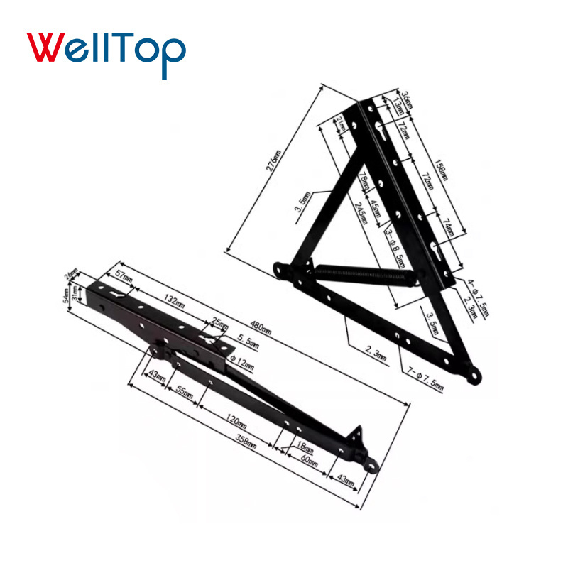 WELLTOP 20.065 New Furniture Accessories Metal Spring Hinge Lift Up Adjustable Sofa Bed Mechanism Pull Out Sofa Bed Mechanism