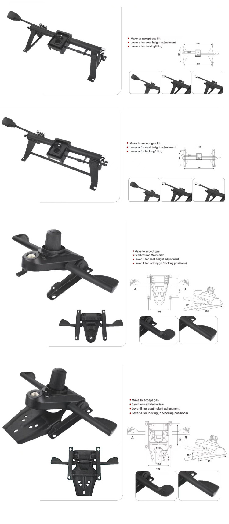 Office Chair Accessories Gas Height Adjustable Office Swivel Seat Back Chair Lift Seat Mechanism VT-C012