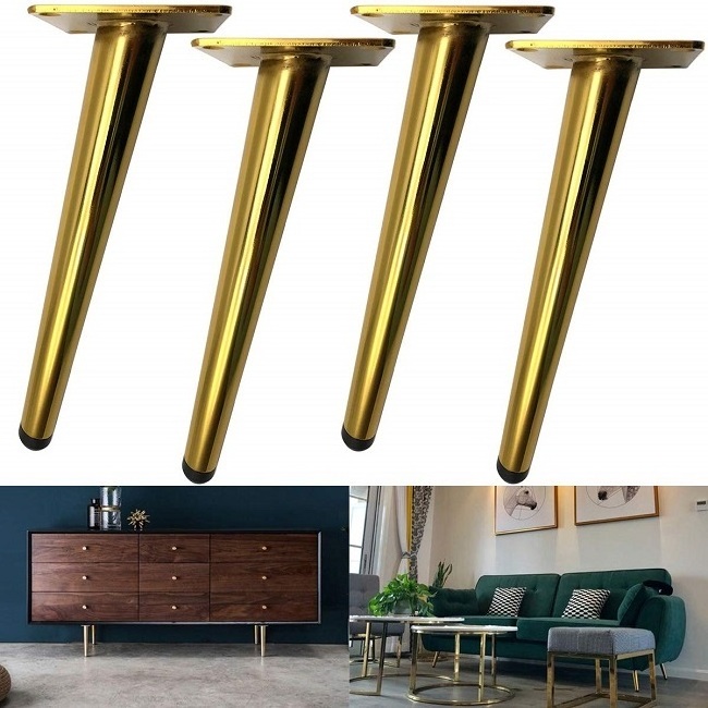 03.110 Furniture Legs Gold Feet Tapered Metal Table Legs Black Oblique Table Legs Metal for TV Stand Sofa Couch Chair Cabinet