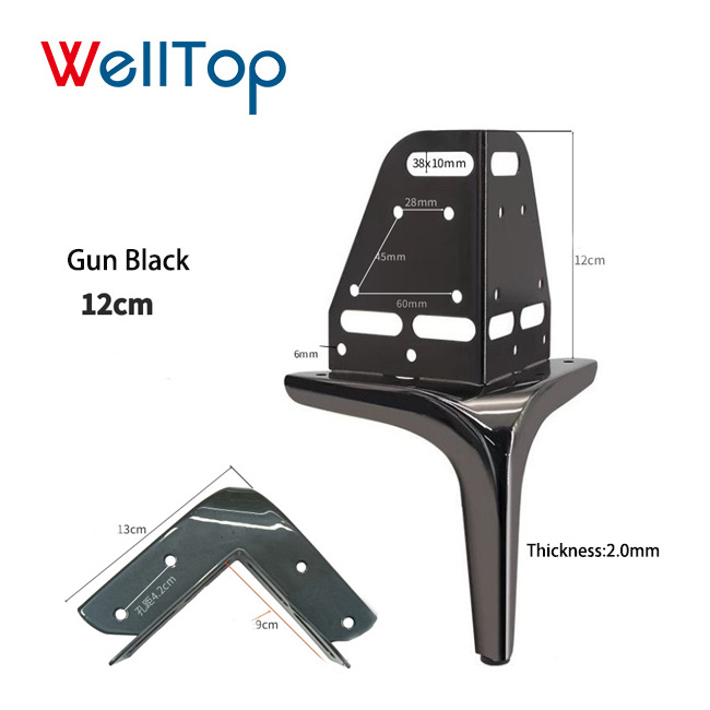 WELLTOP Furniture Accessories Hardware Wholesale Furniture Legs Extended Foot Size Raise Support Feet Bed Legs Metal Sofa Legs