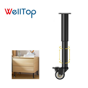 Furniture Hardware Metal Support Legs Sofa Legs Replacement Adjustable Table Leg With Swivel Caster Wheels for Cabinet Couch Bed