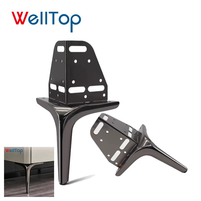 WELLTOP Furniture Accessories Hardware Wholesale Furniture Legs Extended Foot Size Raise Support Feet Bed Legs Metal Sofa Legs