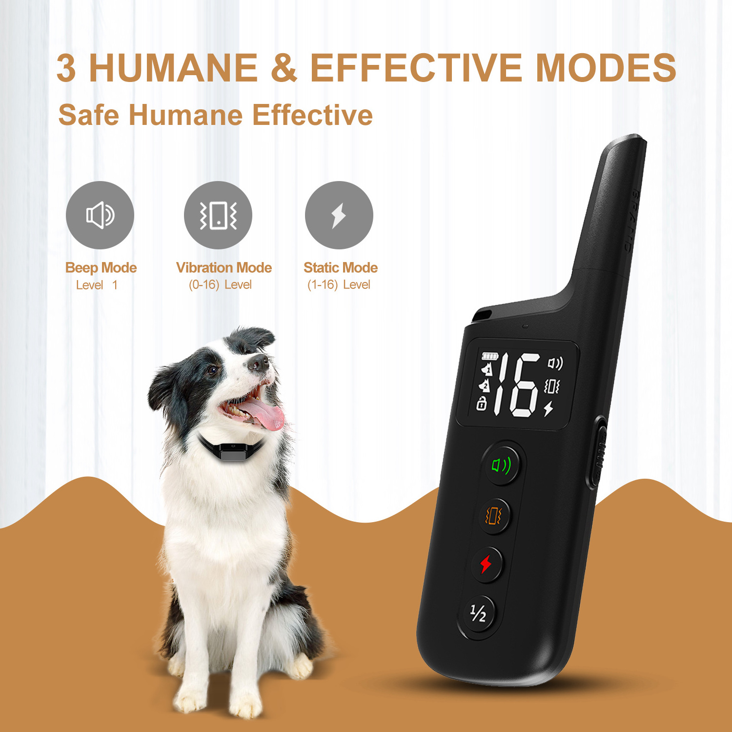 1000FT Range E Collar Beep Vibration and Humane Shock Collar for Large Dog with Remote