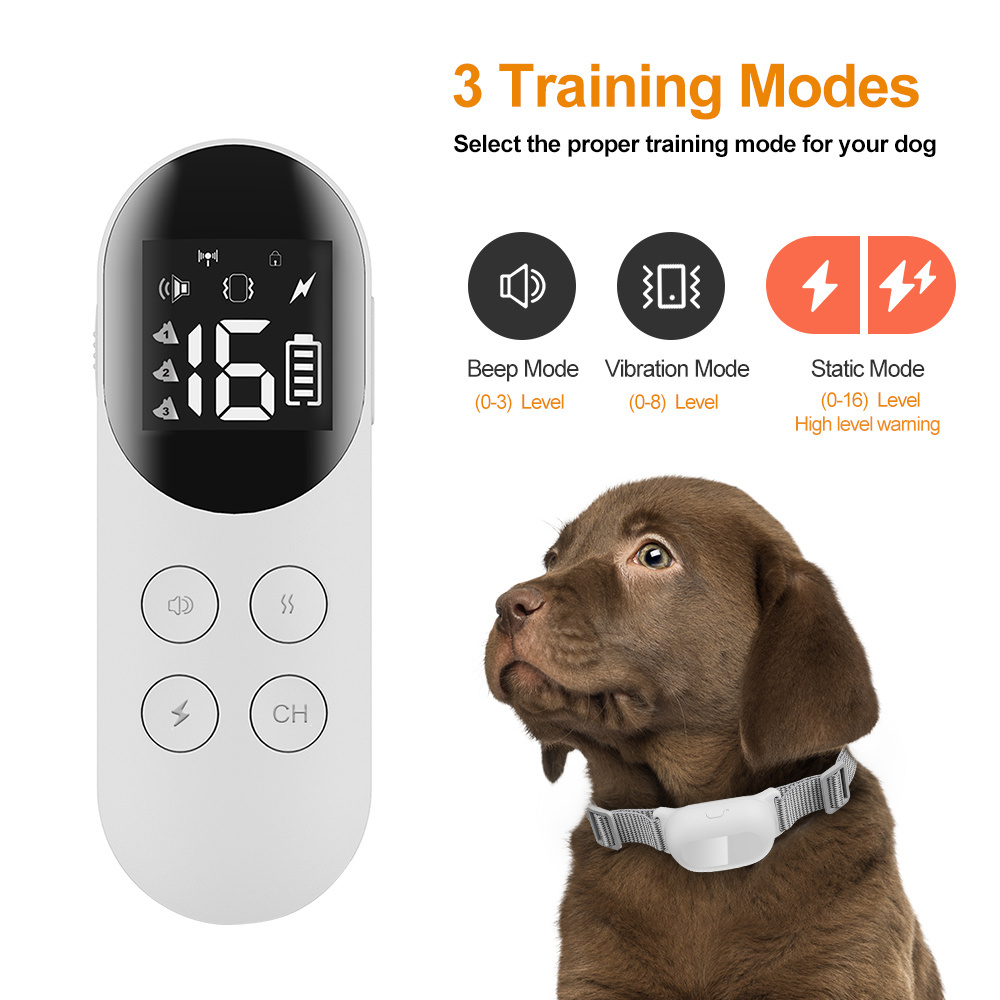 1000ft Remote Control Vibration Dog Collar Shock Human Voice Remote Bark Control Training Collar Dog Shock Collar for 3 Dogs