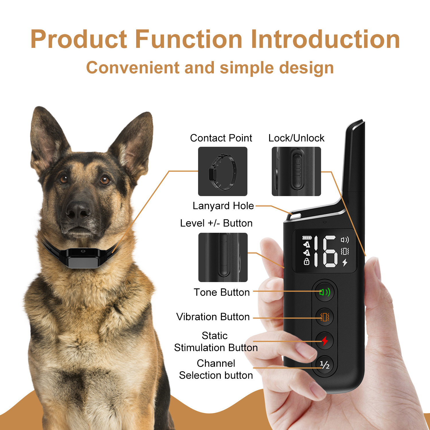 1000FT Range E Collar Beep Vibration and Humane Shock Collar for Large Dog with Remote