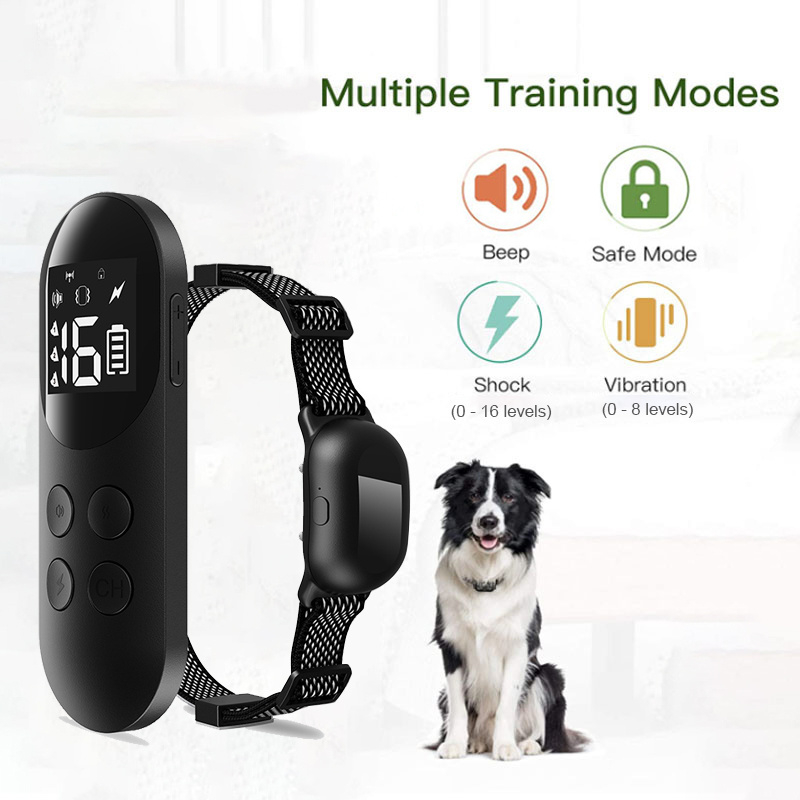 1000ft Remote Control Vibration Dog Collar Shock Human Voice Remote Bark Control Training Collar Dog Shock Collar for 3 Dogs BestSuppliers