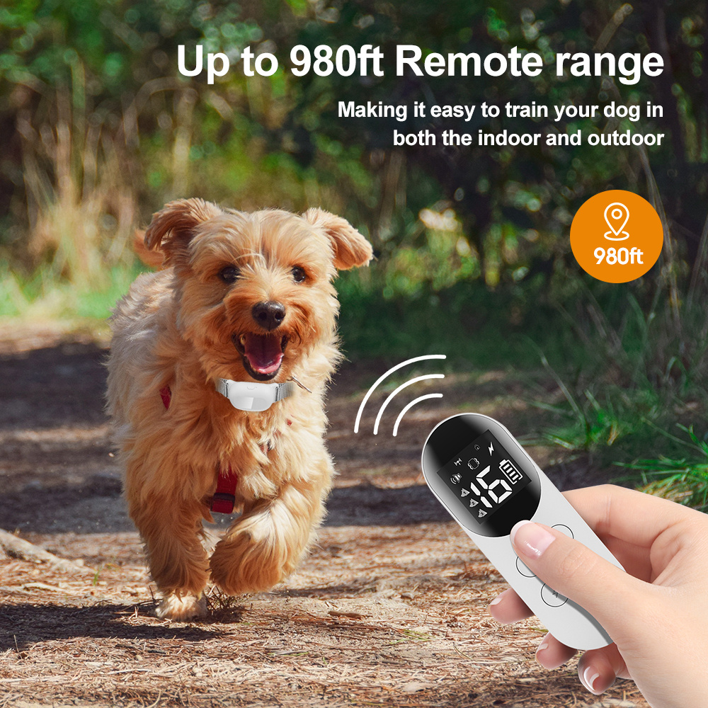 1000ft Remote Control Vibration Dog Collar Shock Human Voice Remote Bark Control Training Collar Dog Shock Collar for 3 Dogs