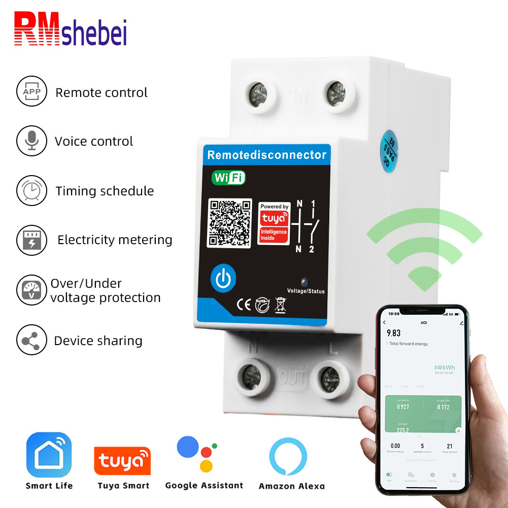 RMshebei Smart Circuit Breaker 63A 2P WiFi Tuya App Smart Life App Control 220V Remote Timer Switch 6ka Breaking CCC Certified