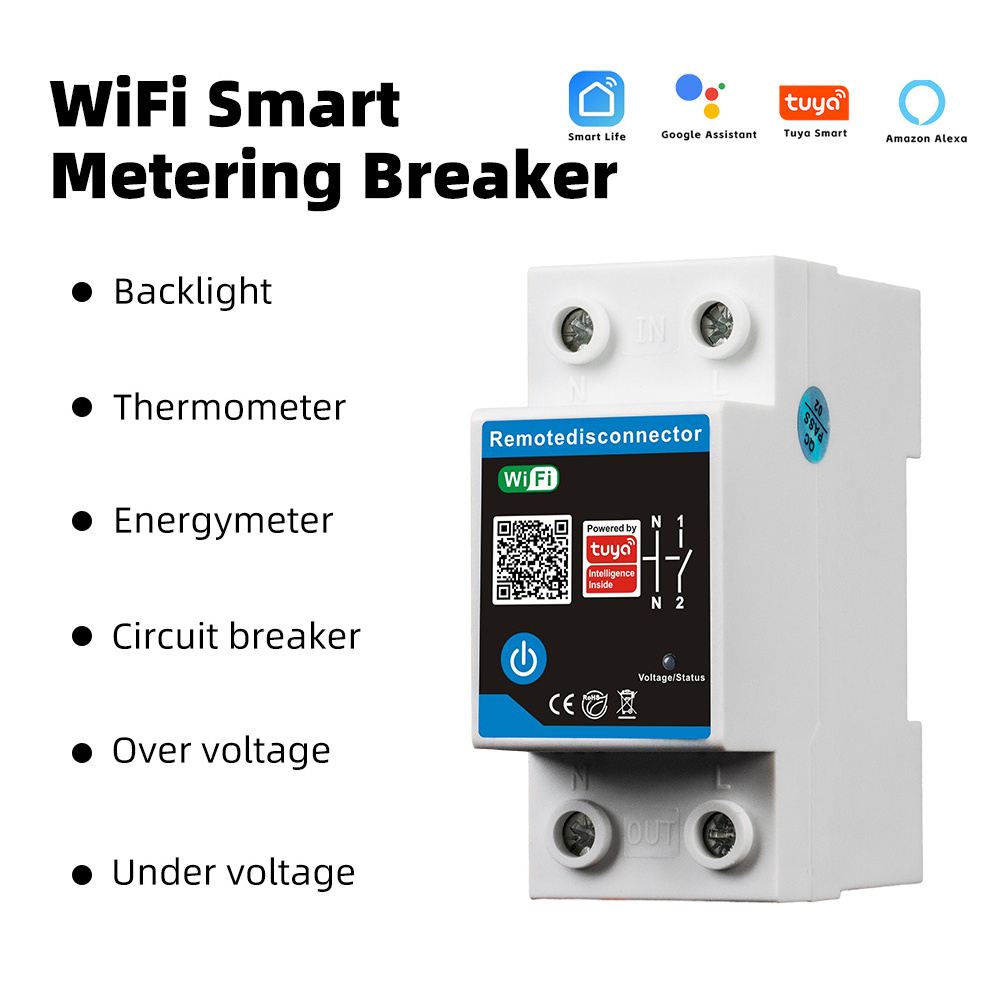 RMshebei Smart Circuit Breaker 63A 2P WiFi Tuya App Smart Life App Control 220V Remote Timer Switch 6ka Breaking CCC Certified