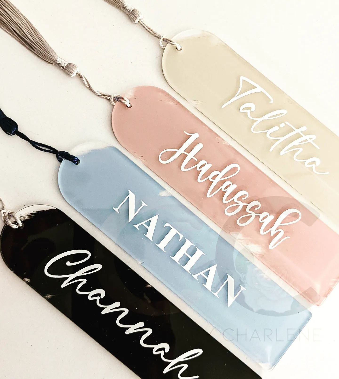 Acrylic bookmark for gift custom shape custom logo with tassel