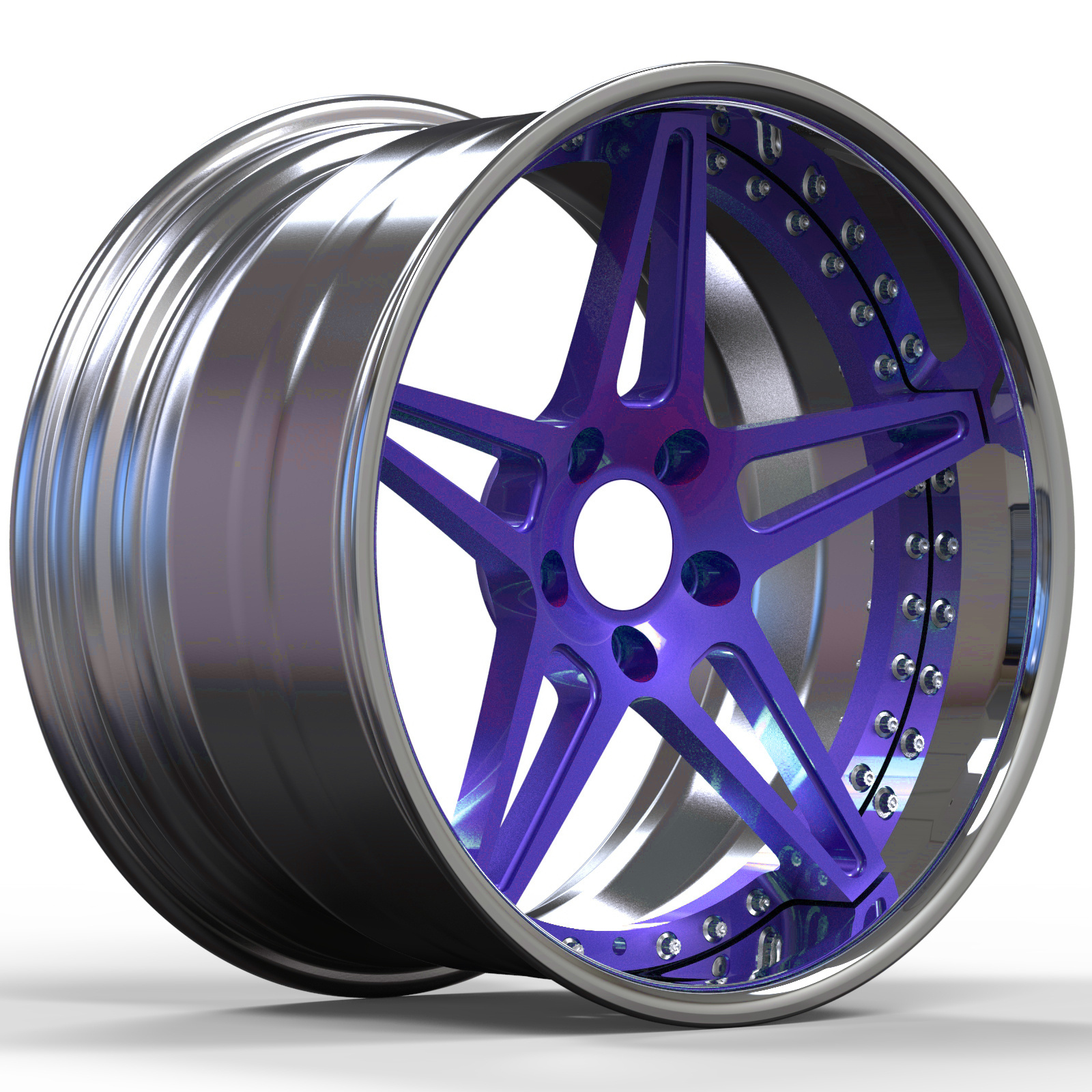 Alloy Forged Wheels Alloy Rims 2 Piece 3 Piece  For Cars 19 Inch 5*120 5*114.3 5*112 5*108 center Brushed transparent purple ba