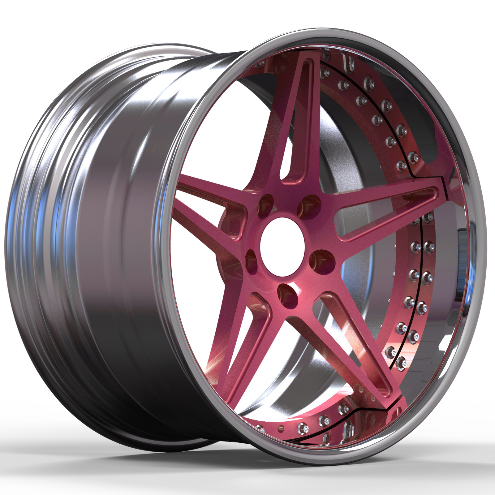 Alloy Forged Wheels Alloy Rims 2 Piece 3 Piece  For Cars 19 Inch 5*120 5*114.3 5*112 5*108 center Brushed transparent purple ba