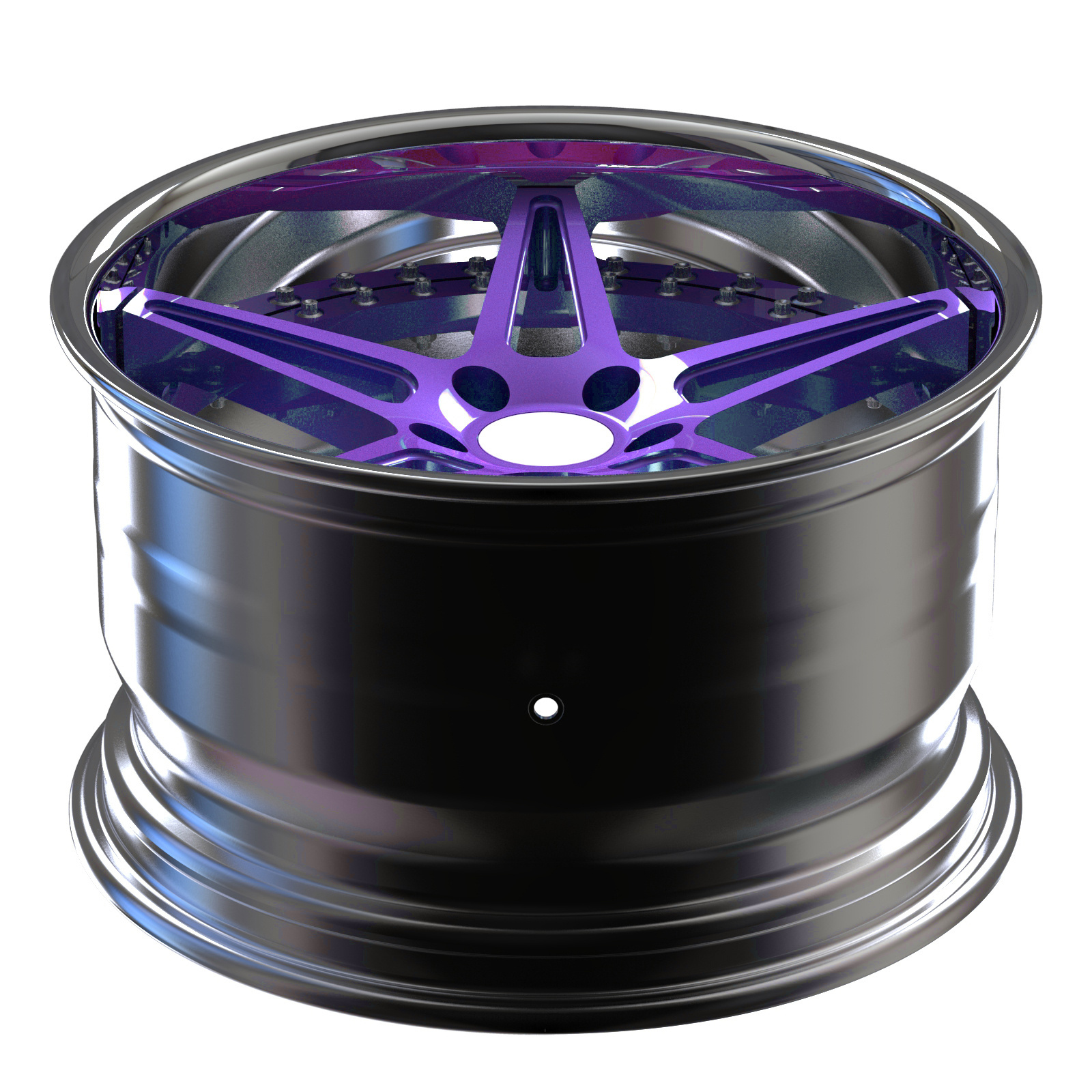 Alloy Forged Wheels Alloy Rims 2 Piece 3 Piece  For Cars 19 Inch 5*120 5*114.3 5*112 5*108 center Brushed transparent purple ba