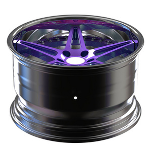 Alloy Forged Wheels Alloy Rims 2 Piece 3 Piece  For Cars 19 Inch 5*120 5*114.3 5*112 5*108 center Brushed transparent purple ba