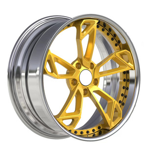 2 piece forged custom wheel barrel polished center gold for Porsche 911 992 auto parts car rims